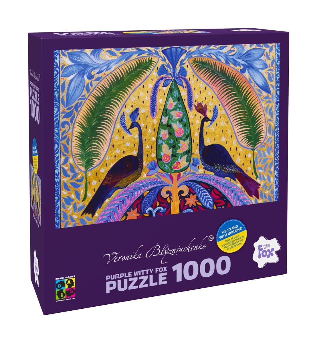 Brain Games LV Puzles Puzle 1000 Purple Witty Fox - Palm leaves