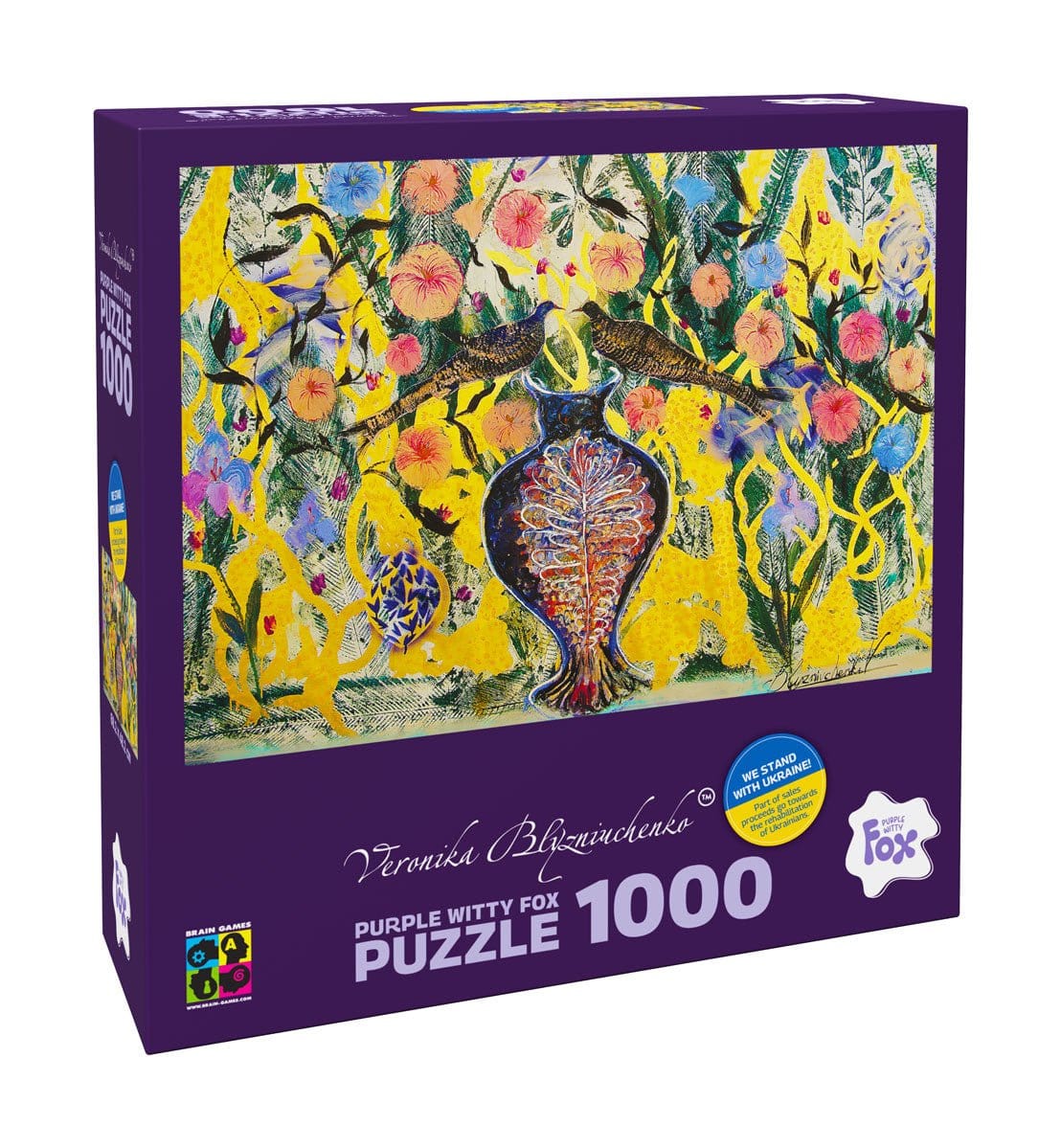 Brain Games LV Puzles Puzle 1000 Purple Witty Fox - Vase of inspiration